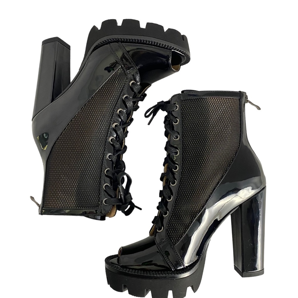 Wetkiss Glossy Black Platform Boots - Picture 5 of 16